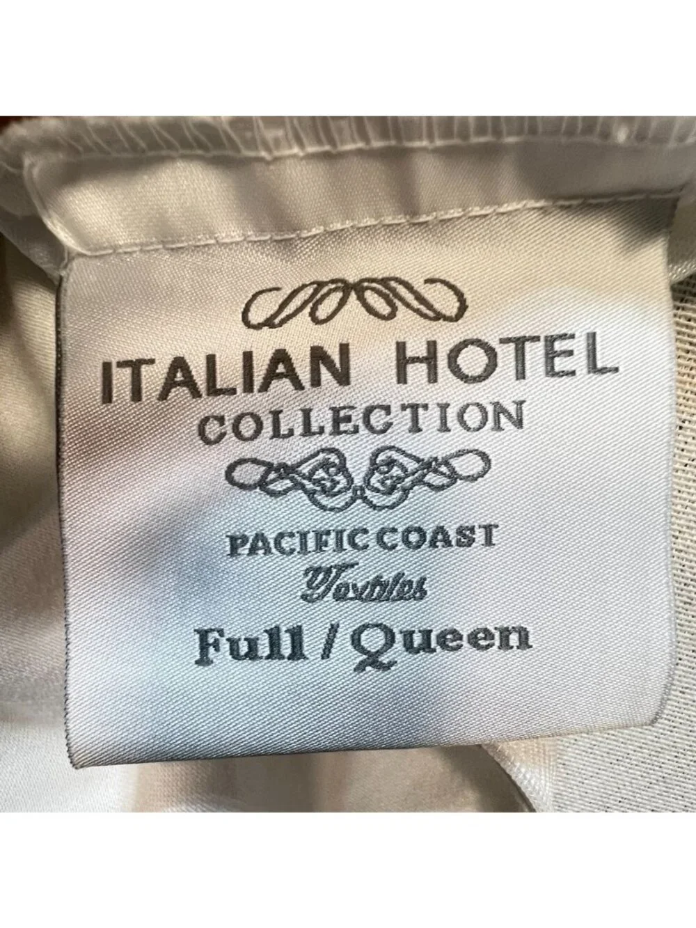 Italian Hotel Collection Pacific Coast Full/Queen Duvet Cover Bedding White Zip